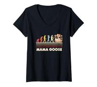 Mujer Mama Goose Evolution Estilo Retro Camiseta Cuello V