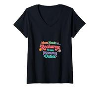 Mujer Mamá Necesita Una Recarga De Mamá Deberes - Best Mom Mama Mommy Camiseta Cuello V