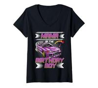Mujer Mama of The Birthday Boy Race Car Party Family Matching Camiseta Cuello V
