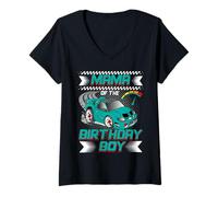 Mujer Mama of The Birthday Boy Race Car Party Family Matching Camiseta Cuello V