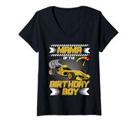Mujer Mama of The Birthday Boy Race Car Party Family Matching Camiseta Cuello V