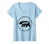 Mujer Mamá Oso | Mama Bear Beautiful Gentle Strong Kind Wild Fearl Camiseta Cuello V