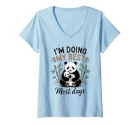 Mujer Mamá Panda Doing My Best Most Days Cute Baby Cub Bear Camiseta Cuello V
