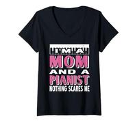 Mujer Mamá Piano Humor Nada Me Da Miedo Frase Divertida Camiseta Cuello V