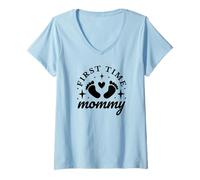 Mujer Mamá Primera Vez - Divertida Primera Vez Mam Camiseta Cuello V