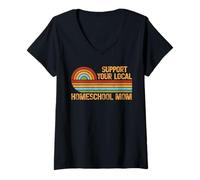 Mujer Mamá Que Estudia en casa, Apoyo Retro, enseñanza, Aprendizaje, Orgullosa mamá Camiseta Cuello V