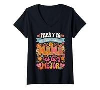 Mujer Mamá Retro Groovy Papá Y Yo Estamos De Acuerdo Camiseta Cuello V