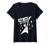 Mujer Mamá Rock'n Roll Madre Guitarra Vintage Día de la Madre Camiseta Cuello V