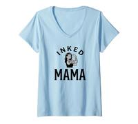 Mujer Mamá Tatuada Tatuada Madre Empoderada Camiseta Cuello V