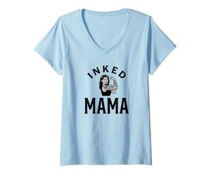 Mujer Mamá Tatuada Tatuada Madre Empoderada Camiseta Cuello V