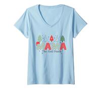 Mujer Mama The Real Santa Funny Christmas Family Design Camiseta Cuello V