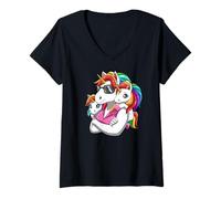 Mujer Mamá Unicornio con Dos Hijos Mamá Guay Camiseta Cuello V