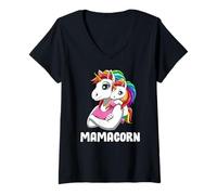 Mujer Mamá Unicornio con Dos Hijos Mamá Guay Camiseta Cuello V