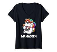 Mujer Mamá Unicornio con Dos Hijos Mamá Guay Camiseta Cuello V