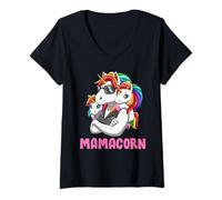 Mujer Mamá Unicornio con Dos Hijos Mamá Guay Camiseta Cuello V