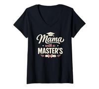Mujer Mama with A Masters Degree Proud Mom Graduate Achievement Camiseta Cuello V