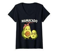 Mujer Mamacado Avocado Mom of Two Pregnancy Reveal for Second Baby Camiseta Cuello V
