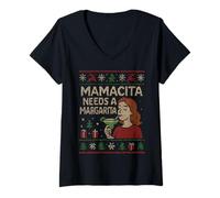 Mujer Mamacita necesita un suéter feo Margarita Margarita Camiseta Cuello V