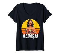 Mujer Mamacita Needs A Margarita Camisa para Mujer, Mamacita Margarita Camiseta Cuello V