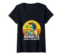Mujer Mamacita Needs A Margarita Camisa para Mujer, Mamacita Margarita Camiseta Cuello V