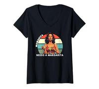 Mujer Mamacita Needs A Margarita Camisa para Mujer, Mamacita Margarita Camiseta Cuello V