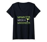 Mujer Mamacita Needs a Margarita Funny Cinco de Mayo Mamá Bebiendo Camiseta Cuello V