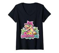 Mujer Mamasaurus-Rex T-Rex Día de la Madre Mamá Mamá Dinosaurio Dino Camiseta Cuello V