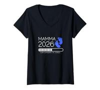 Mujer Mamma 2026 Loading Annuncio Gravidanza Bimbo Maschio Camiseta Cuello V
