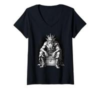 Mujer Mammon Demon - El Peso silencioso de la codicia Camiseta Cuello V