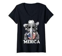 Mujer Mammoth Ice Age Bandera Americana Bandana Gafas De Sol Sombrero De Vaquero Camiseta Cuello V