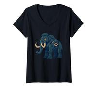 Mujer Mamut robótico Criatura Prehistórica Cibernética Dibujos Animados Camiseta Cuello V