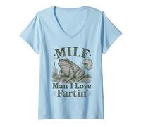 Mujer Man I Love Fartin' Milf Pupsender Frog Cool Hilarious Frog Camiseta Cuello V