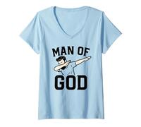 Mujer Man of God Dab for Christian Dad Father’s Day Camiseta Cuello V