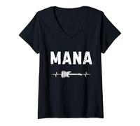 Mujer Mana Guitarra Latido del Corazón Música Guitarrista Camiseta Cuello V