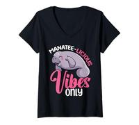 Mujer Manatee Design Floaty Patata Vaca Marina Linda Sirena Gordita Camiseta Cuello V