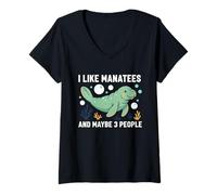 Mujer Manatí Me Gustan los manatíes y quizás Papas flotantes para 3 Personas Camiseta Cuello V