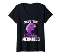 Mujer Manatí Salva Las Sirenas Gorditas Divertido Camiseta Cuello V