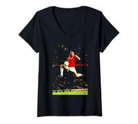Mujer Manchester United Eric Cantona Leap Copa Mundial de Fútbol Camiseta Cuello V