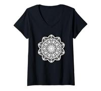 Mujer Mandala Geometría Sagrada Patrón Geométrico Tatuaje Flash Camiseta Cuello V