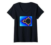 Mujer Mandelbrot Eléctrico Set Fractal Geometría Retro Formas Mania Camiseta Cuello V