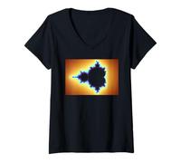 Mujer Mandelbrot Eléctrico Set Fractal Geometría Retro Formas Mania Camiseta Cuello V