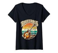 Mujer Mandolina Vintage Mandolinista Retro Mandolina De Guitarra Camiseta Cuello V