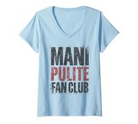 Mujer Mani Pulite Fan Club Ironica Anni 90 Italiani Camiseta Cuello V