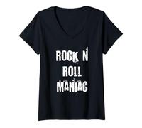 Mujer Maníaco del rock and roll Camiseta Cuello V
