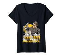 Mujer Manny Machado | Jugadores de béisbol de la MLB de San Diego| MLBMMA302N Camiseta Cuello V
