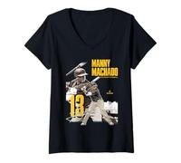 Mujer Manny Machado | Jugadores de béisbol de la MLB de San Diego| MLBMMA304N Camiseta Cuello V