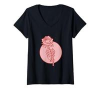 Mujer Mano esquelética sosteniendo Rosa para el día de San Valentín Camiseta Cuello V