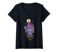 Mujer Mano mística Confía en tu camino La luz está dentro de ti Arte Camiseta Cuello V