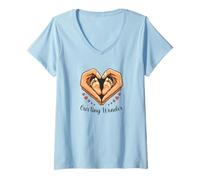 Mujer Manos Corazón Pies Bebé Dulzura Nuestro Pequeño Milagro Camiseta Cuello V
