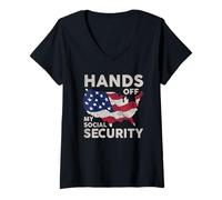 Mujer Manos Fuera de mi Seguro Social Camiseta Cuello V